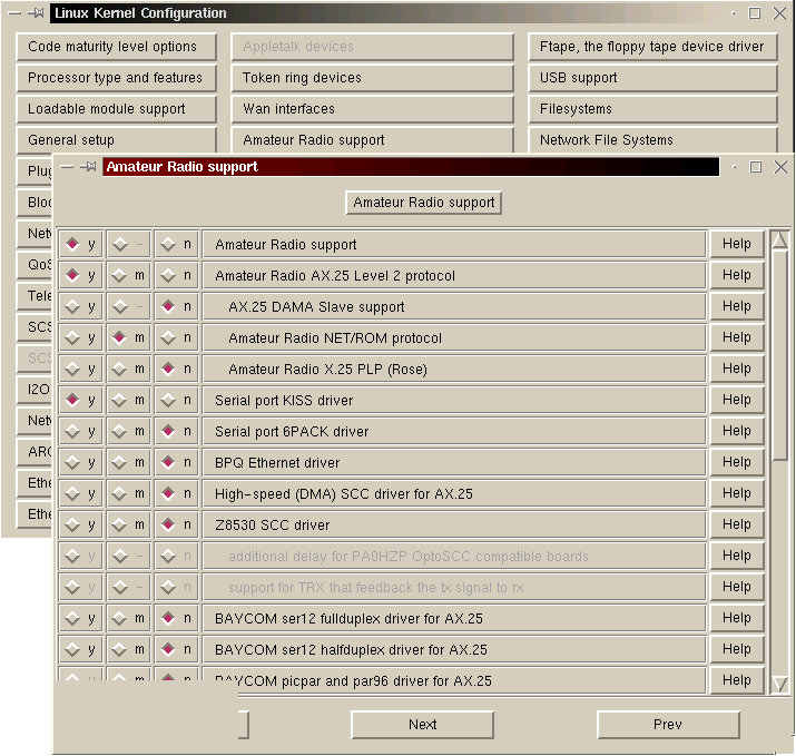 schermata di make xconfig